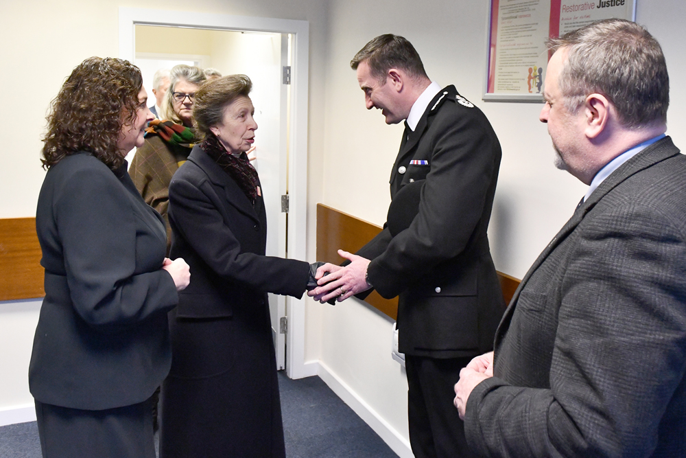 Princess Anne shaking hands