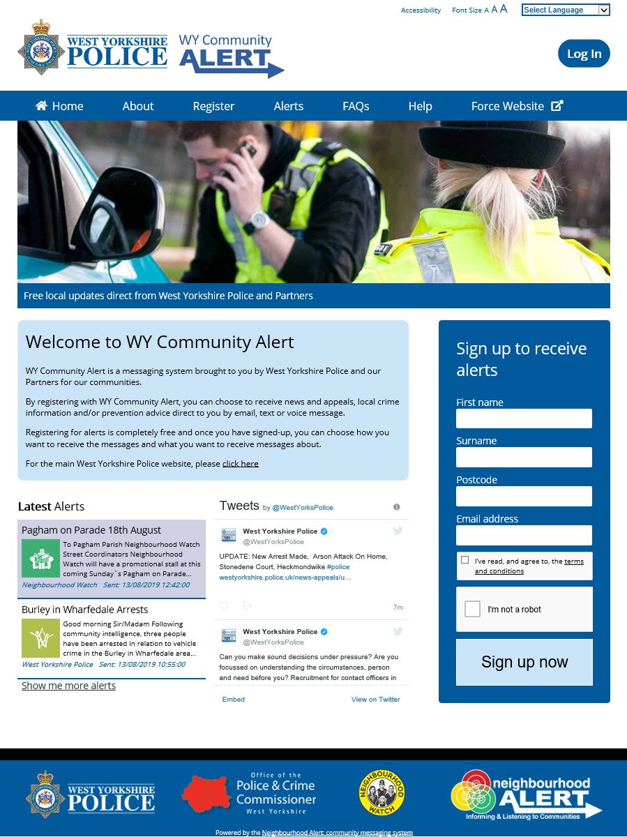 Image of the Community Alerts system