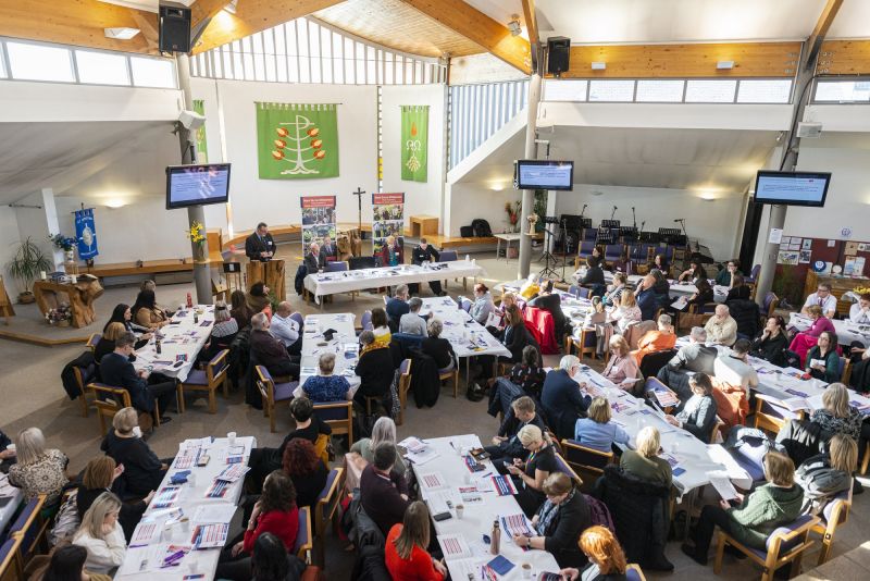 Image of the Victims Strategy launch showing Mark speaking to attendees